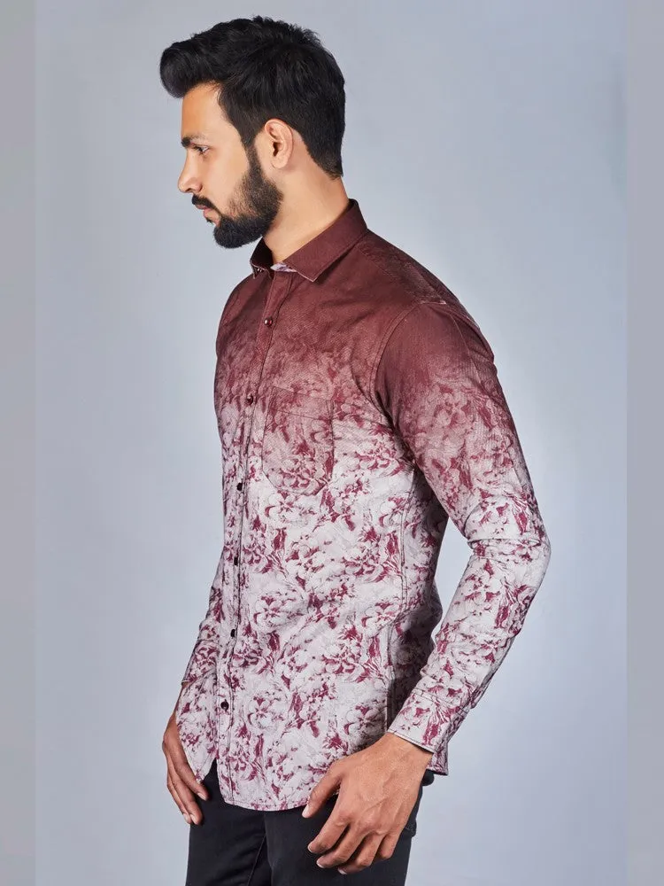 Printed Shirts for Men - Men Printed Spread Collar Cotton Shirt