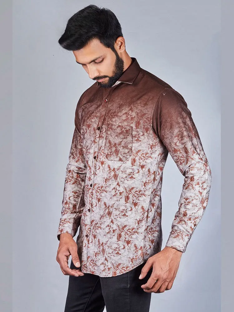 Printed Shirts for Men - Men Printed Spread Collar Cotton Shirt