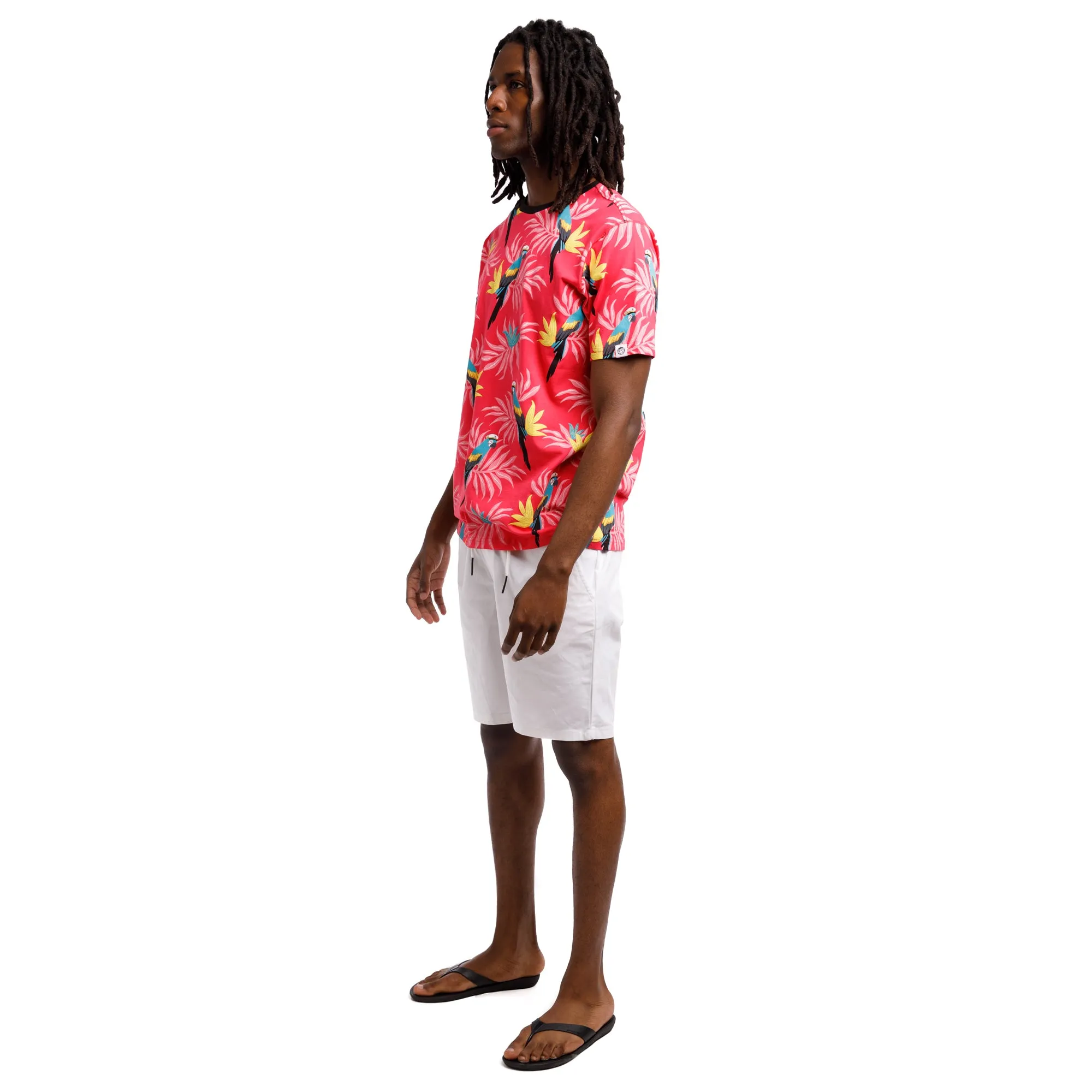 Printed Stretch Short Sleeve Crew Neck Tee | Parrot Captain