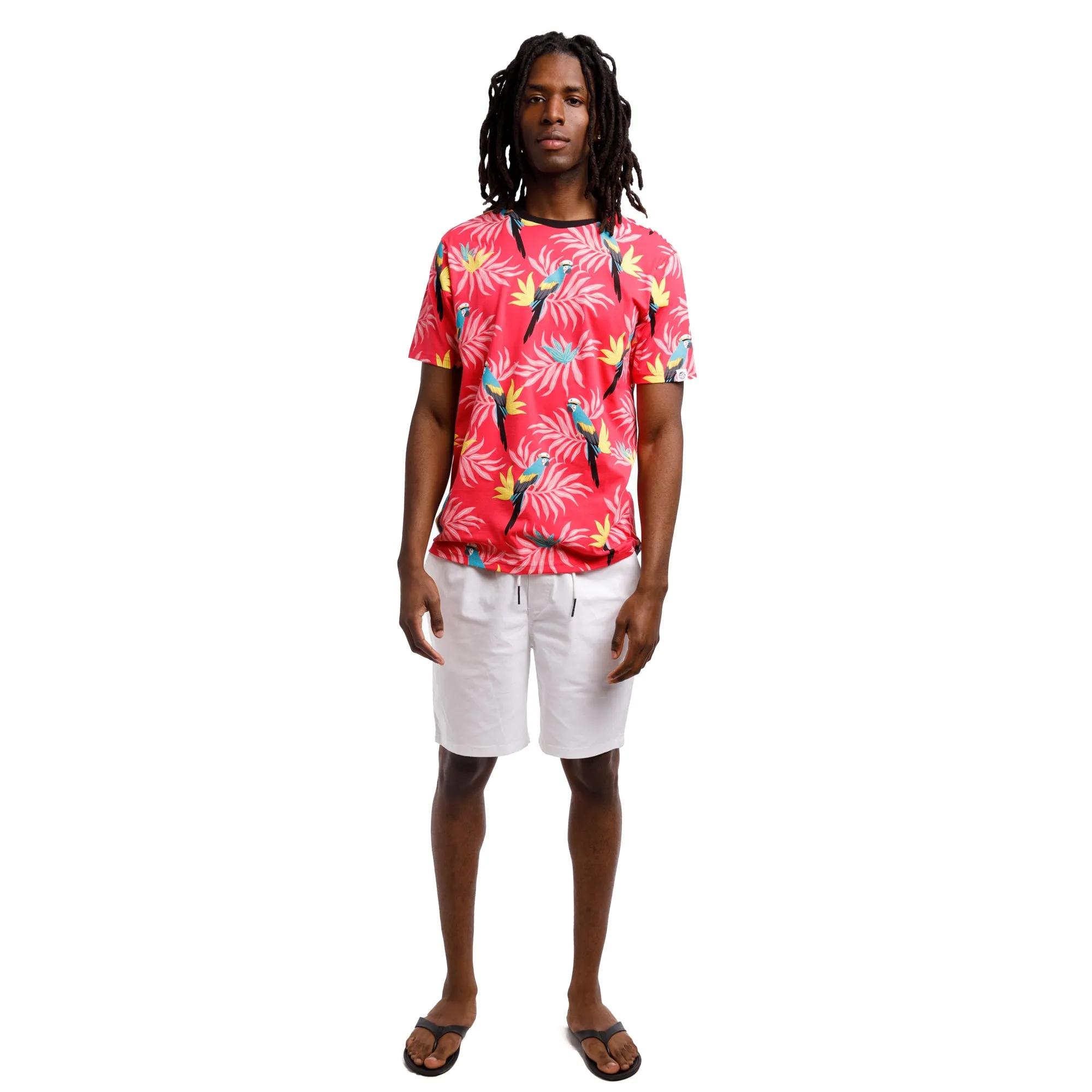 Printed Stretch Short Sleeve Crew Neck Tee | Parrot Captain