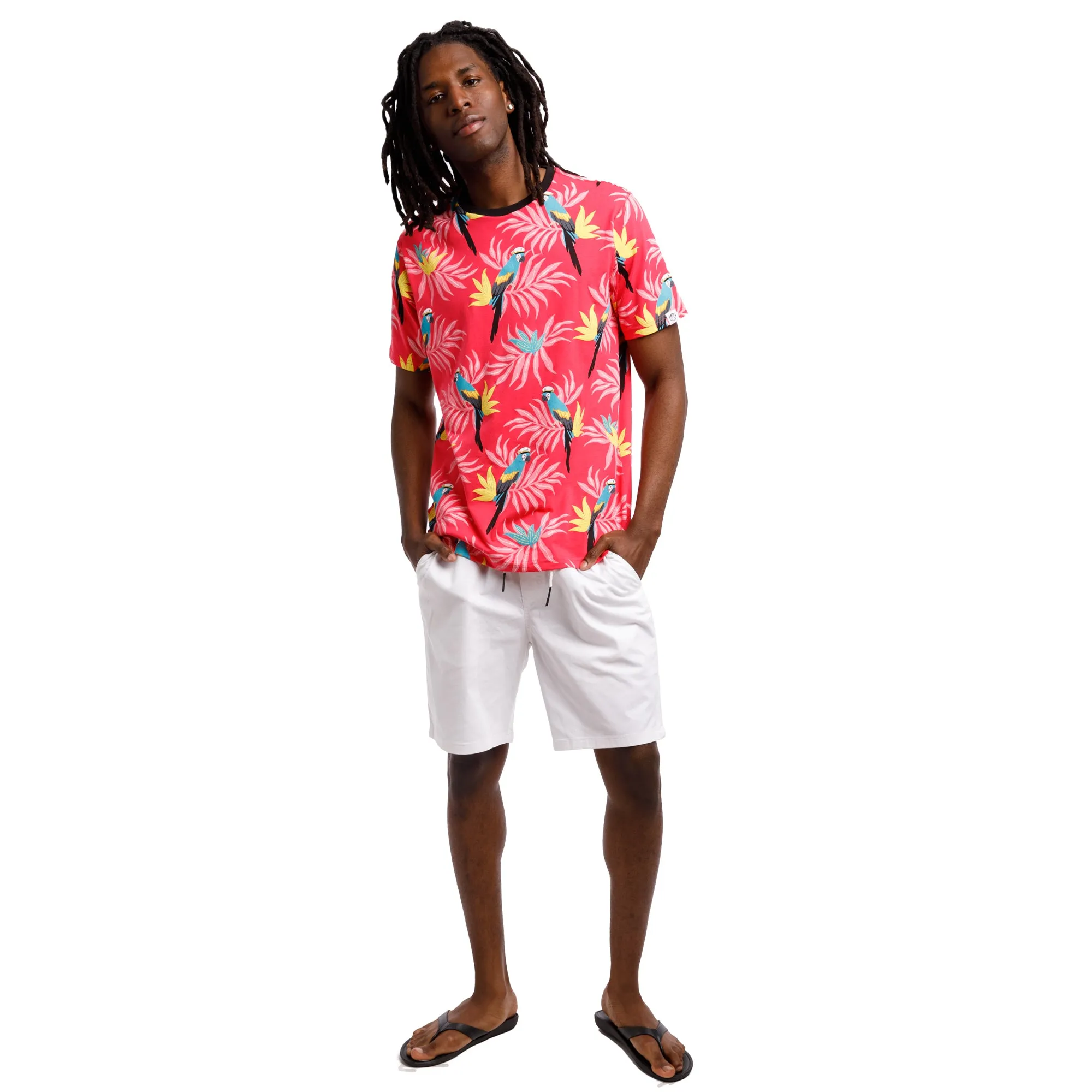 Printed Stretch Short Sleeve Crew Neck Tee | Parrot Captain