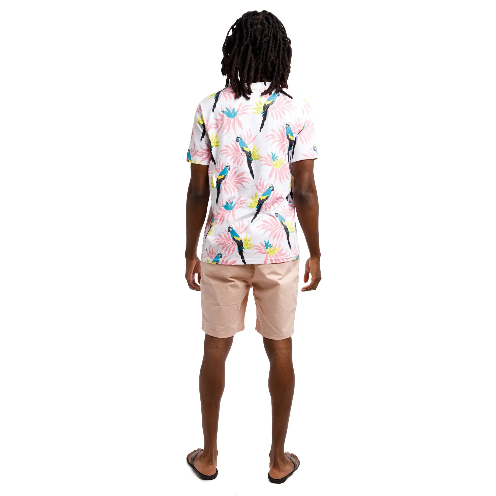 Printed Stretch Short Sleeve Crew Neck Tee | Parrot Captain