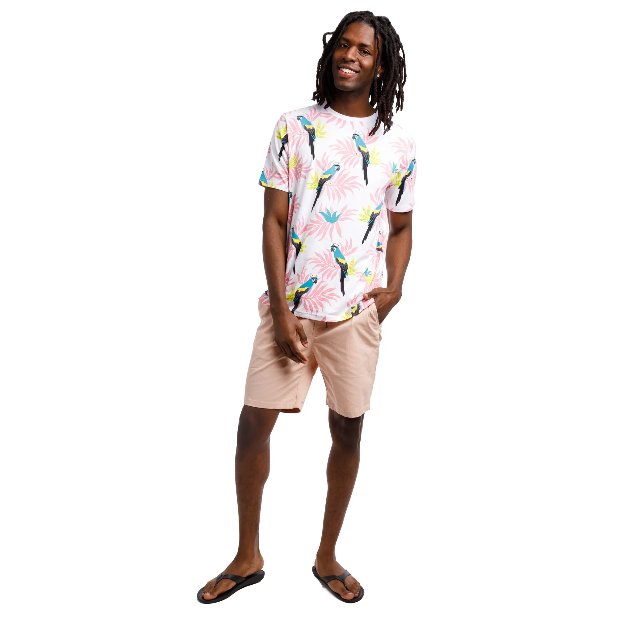 Printed Stretch Short Sleeve Crew Neck Tee | Parrot Captain