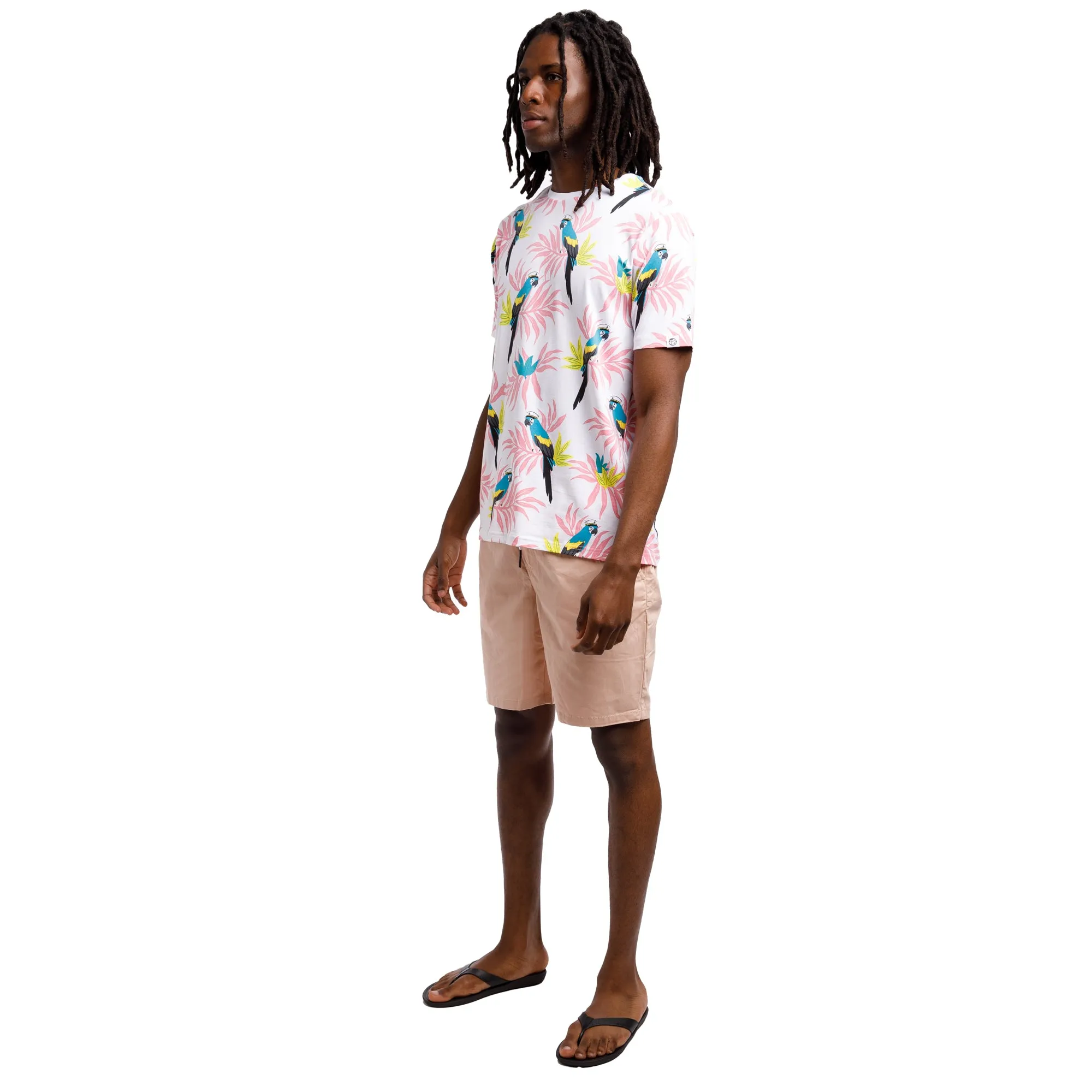 Printed Stretch Short Sleeve Crew Neck Tee | Parrot Captain