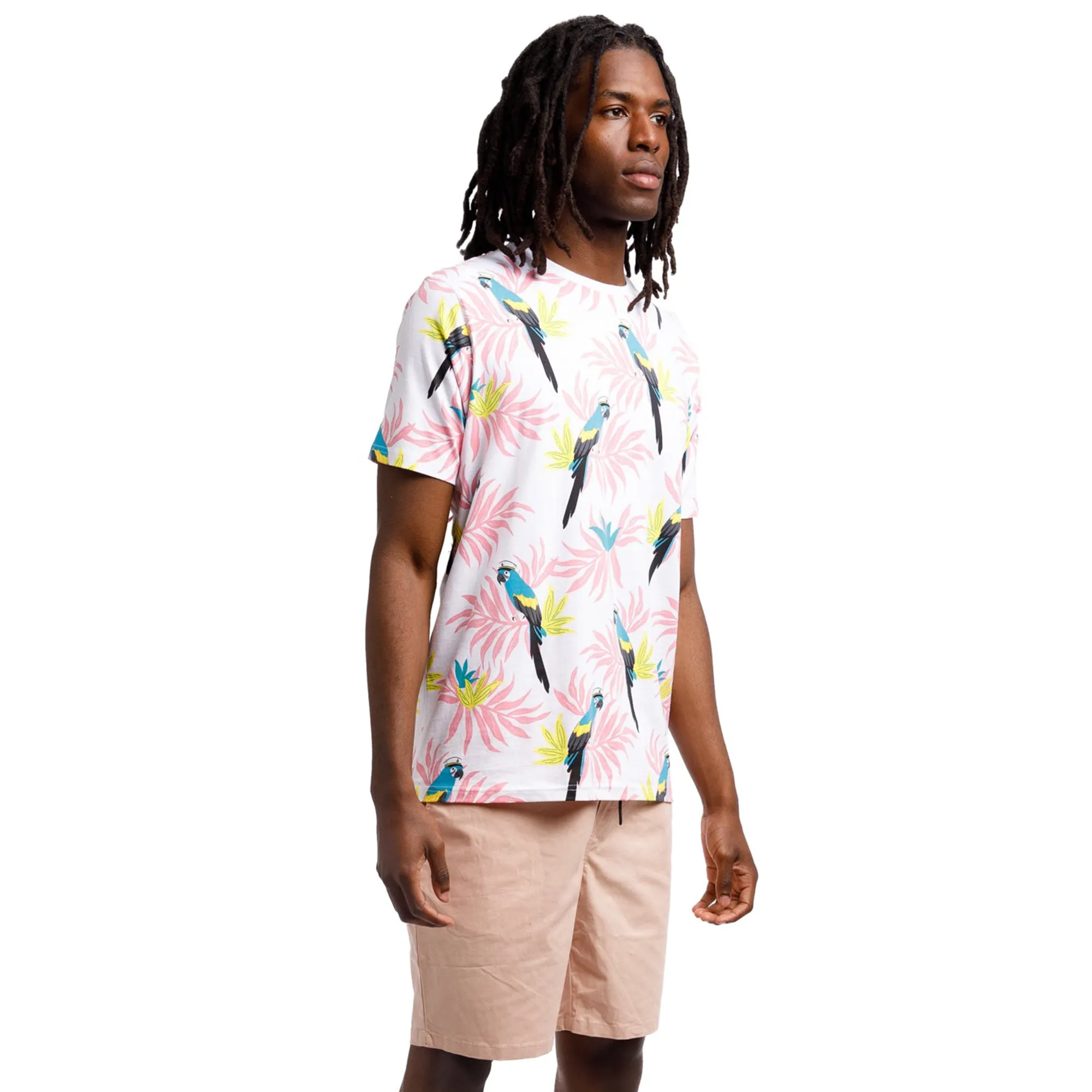 Printed Stretch Short Sleeve Crew Neck Tee | Parrot Captain