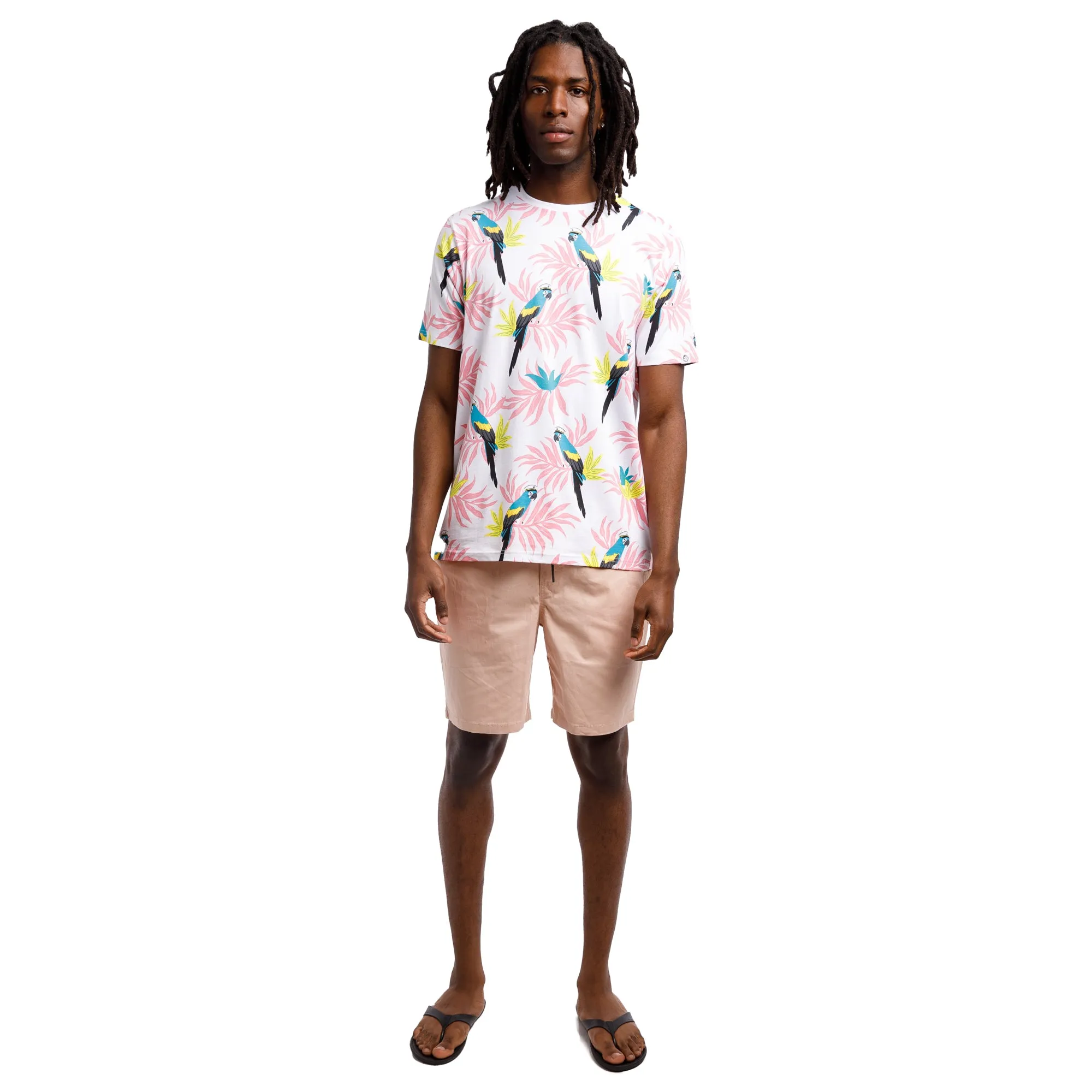 Printed Stretch Short Sleeve Crew Neck Tee | Parrot Captain