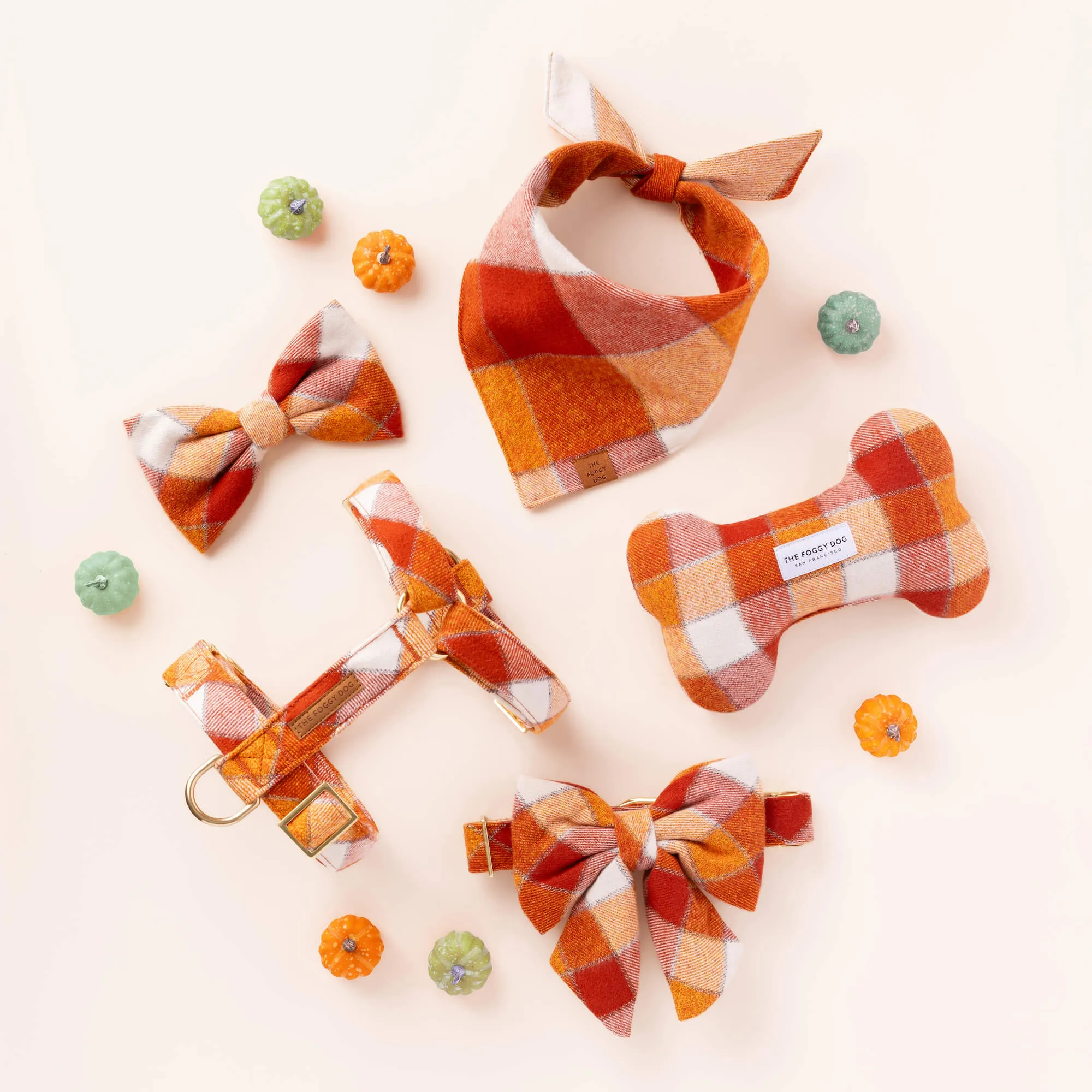 Pumpkin Spice Plaid Flannel Lady Dog Bow