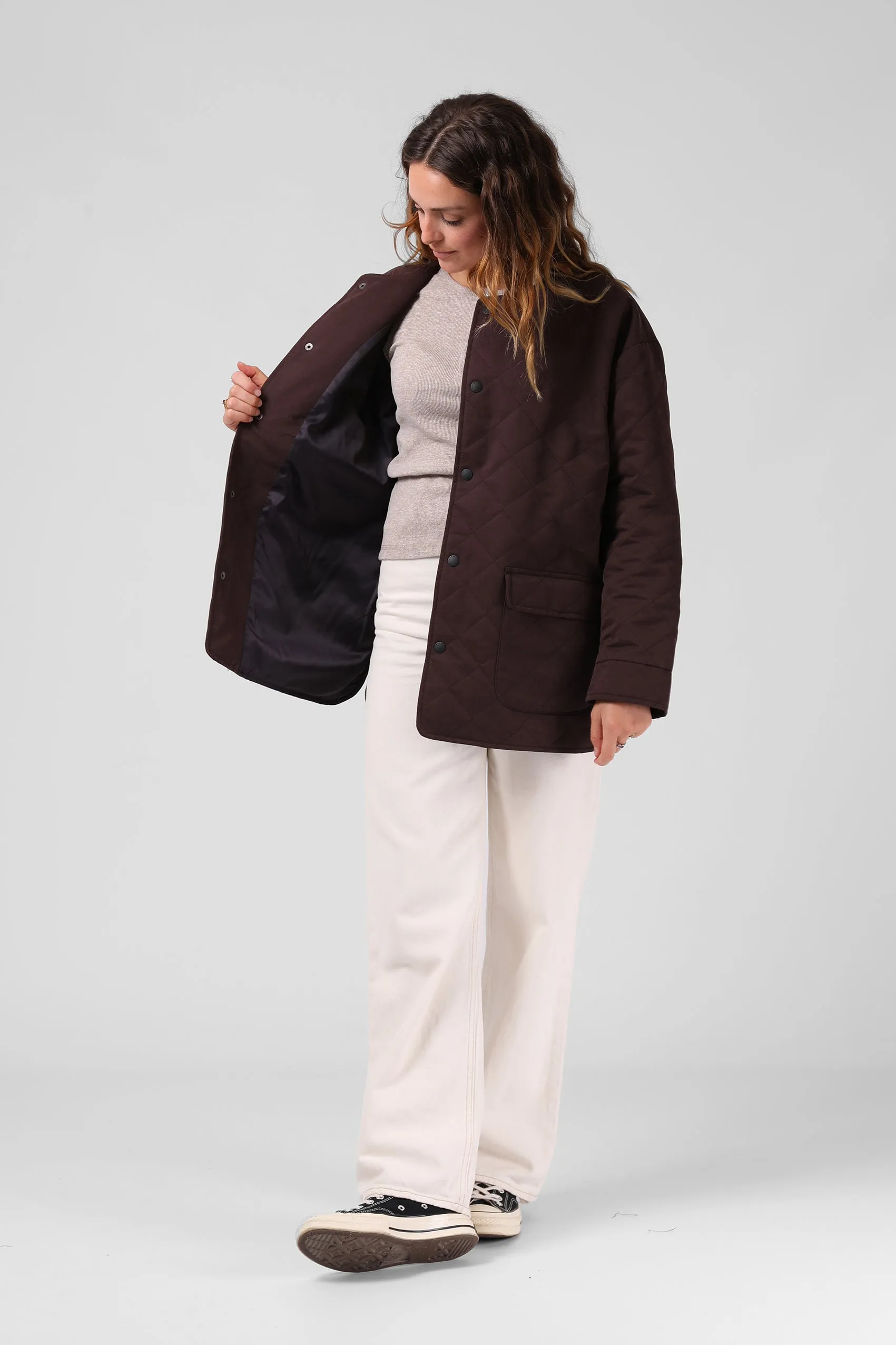 Quilted Jacket - Chocolate Plum