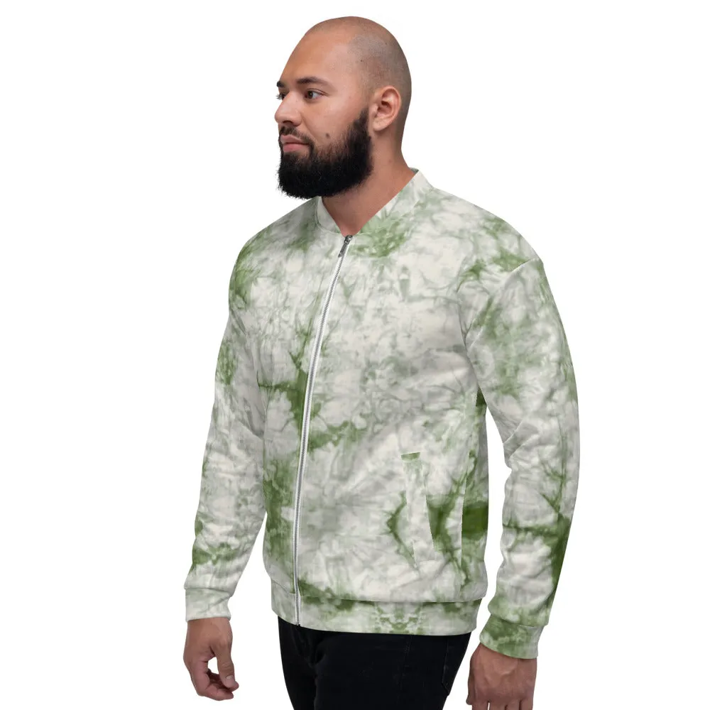 Recycled Unisex Bomber Jacket  - Sage Tie Dye - Men