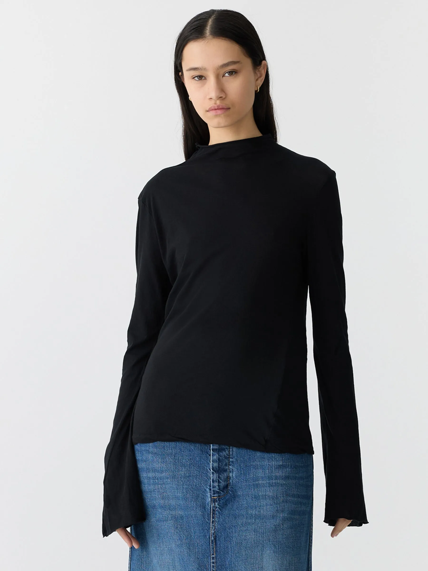 regular raised neck long sleeve t.shirt