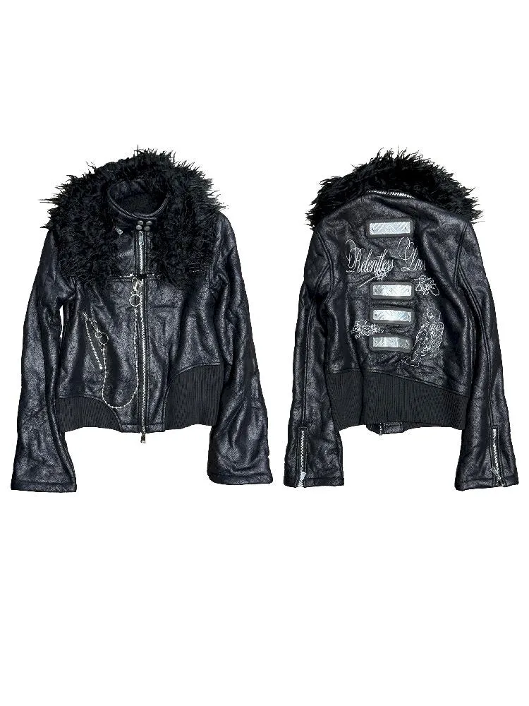 Removable Fur Collar Leather Jacket【s0000010871】