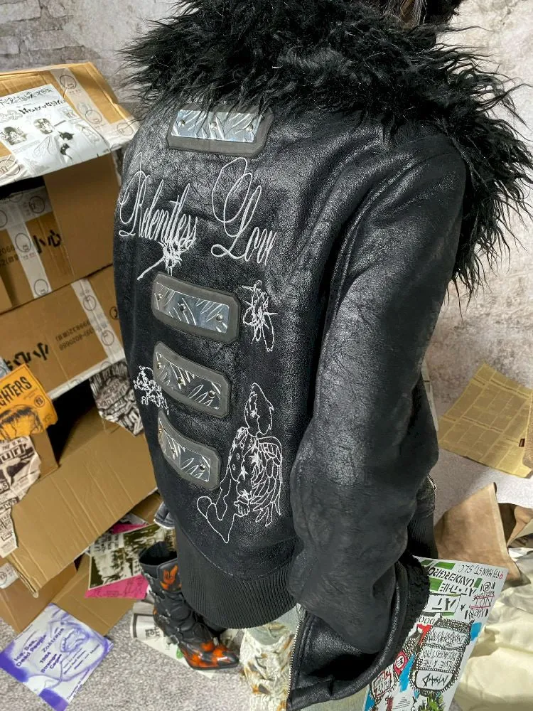 Removable Fur Collar Leather Jacket【s0000010871】