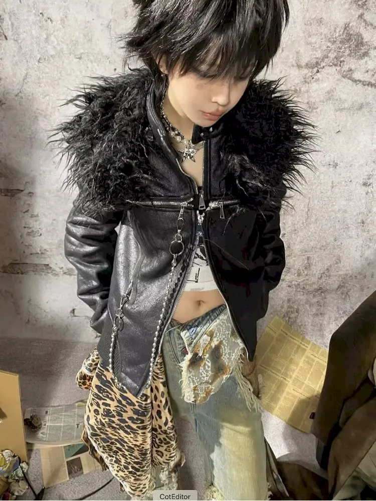 Removable Fur Collar Leather Jacket【s0000010871】