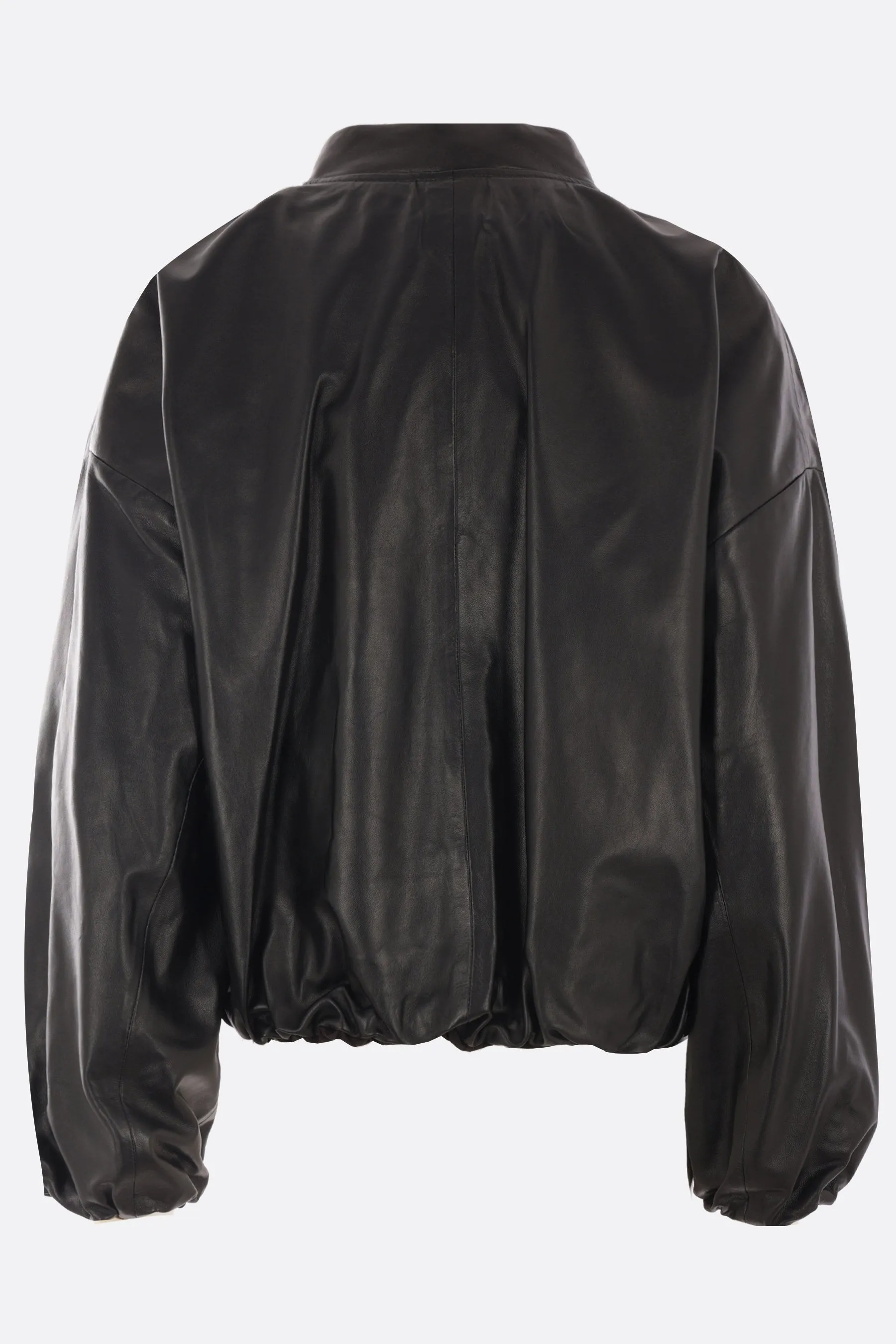 Reversible Leather Nylon Bomber Jacket