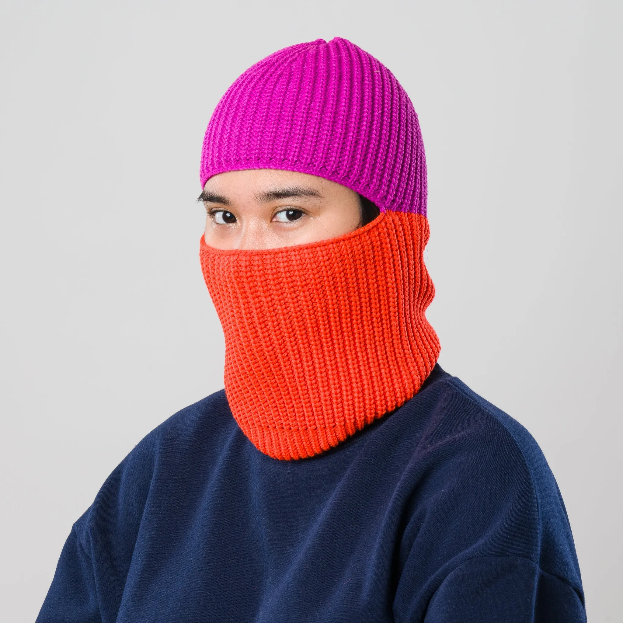 Ribbed Colorblock Balaclava