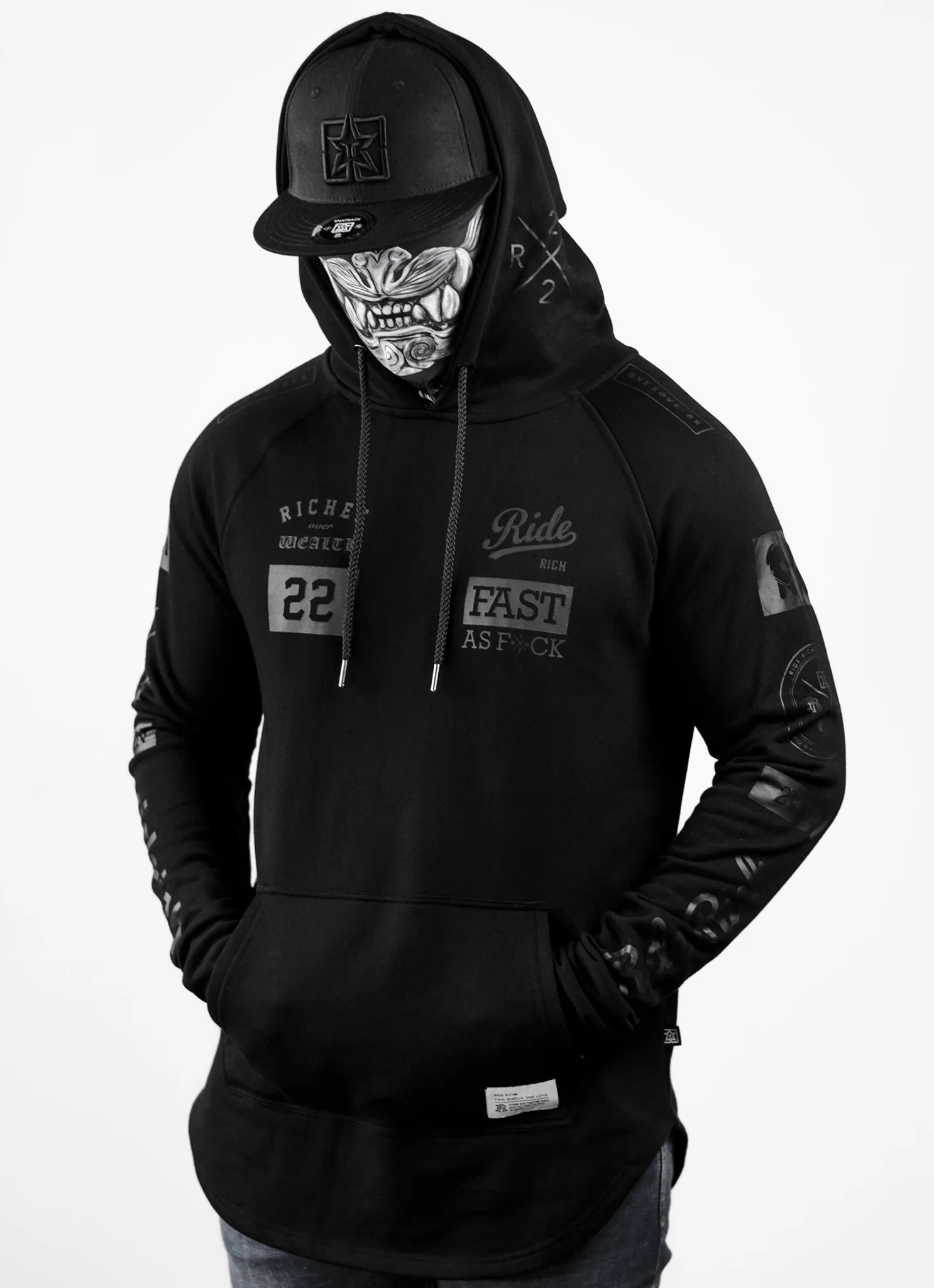 RR GP Scoop Pullover Hoodie {Black on Black}