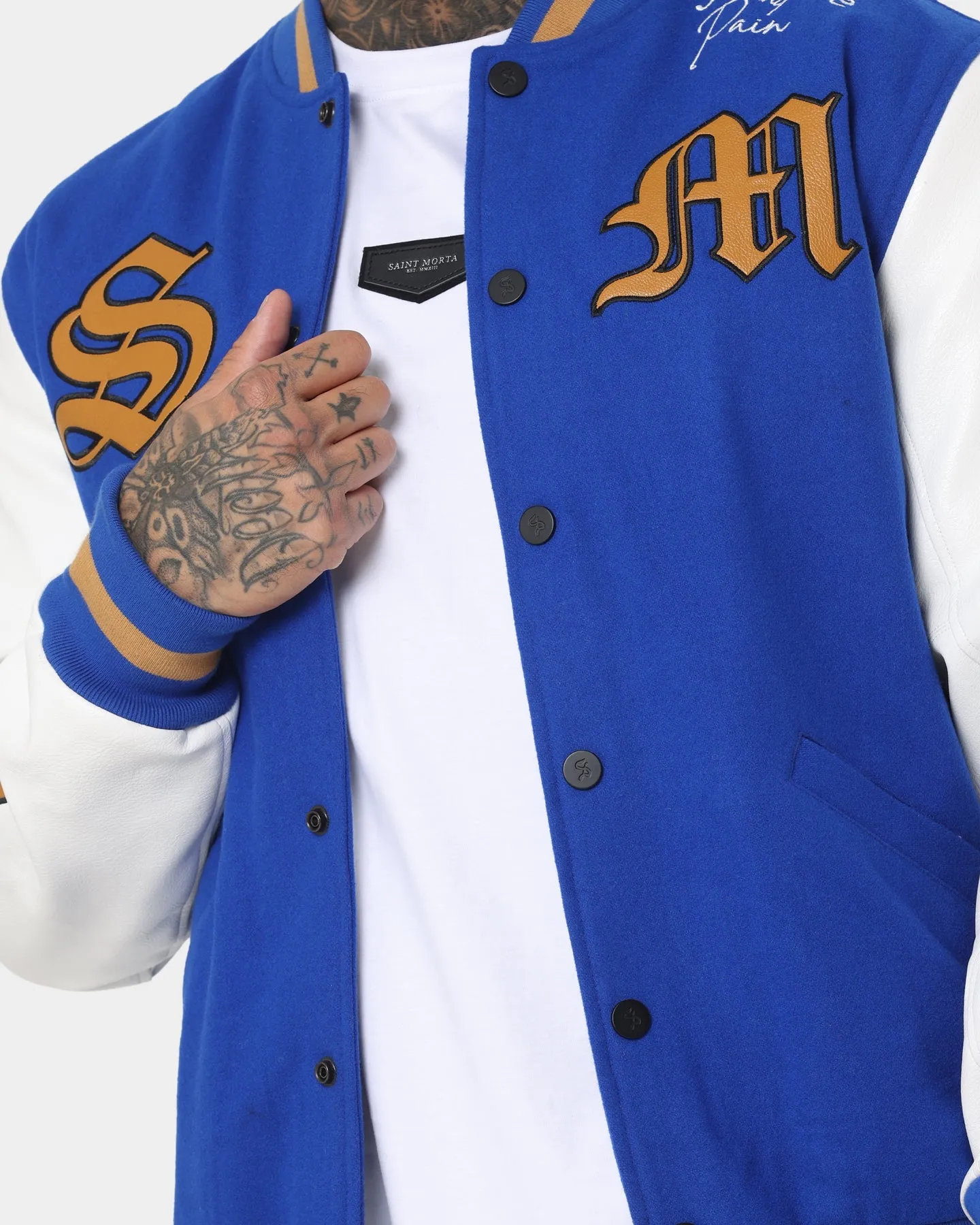 Saint Morta Graveyard Varsity Jacket Royal