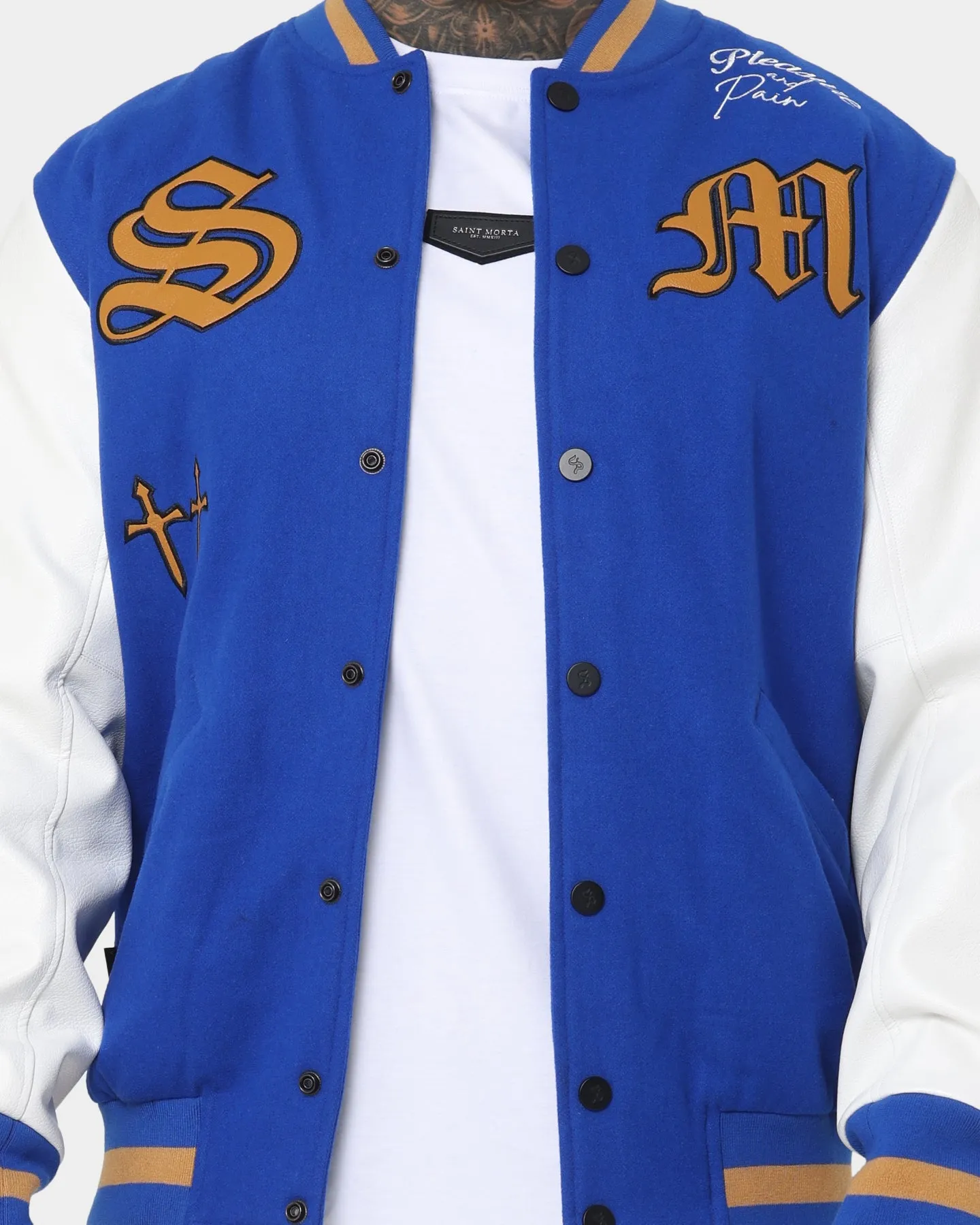 Saint Morta Graveyard Varsity Jacket Royal