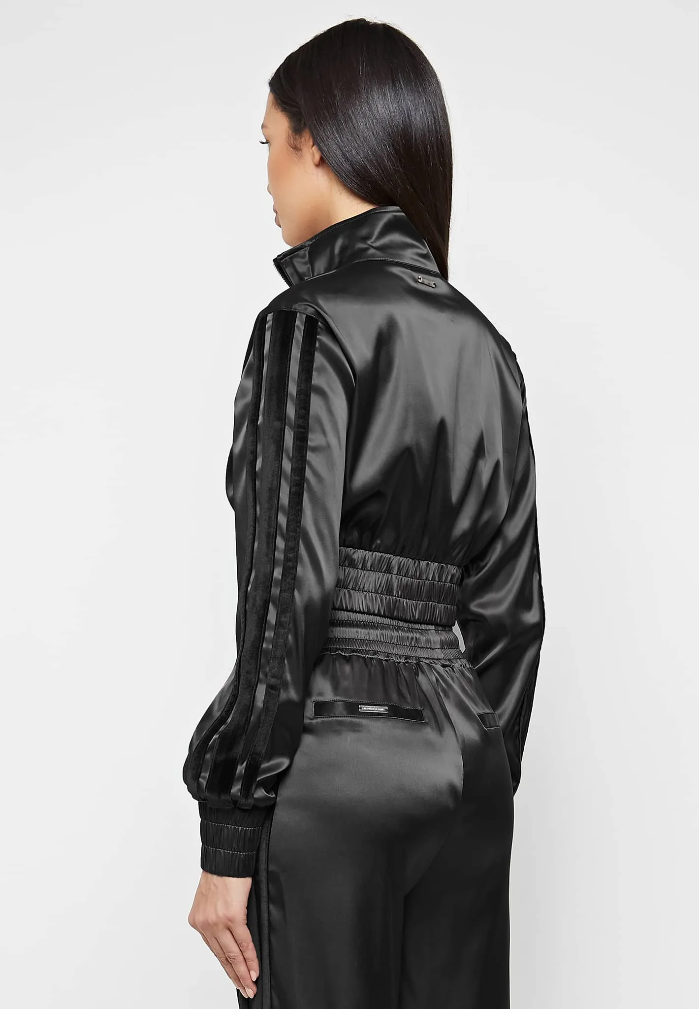 Satin Track Jacket - Black