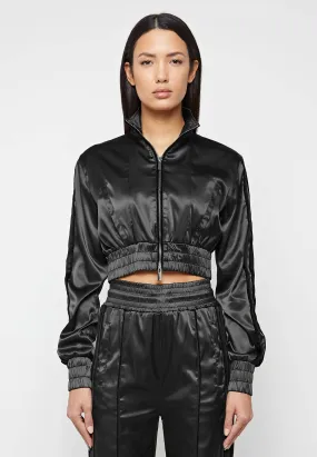 Satin Track Jacket - Black