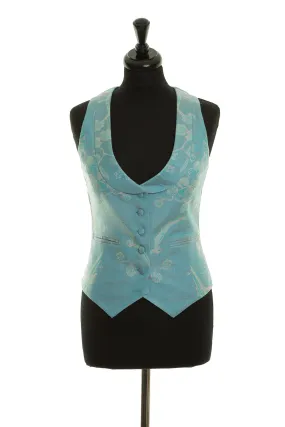 Scoop Neck Waistcoat in Pale Cyan