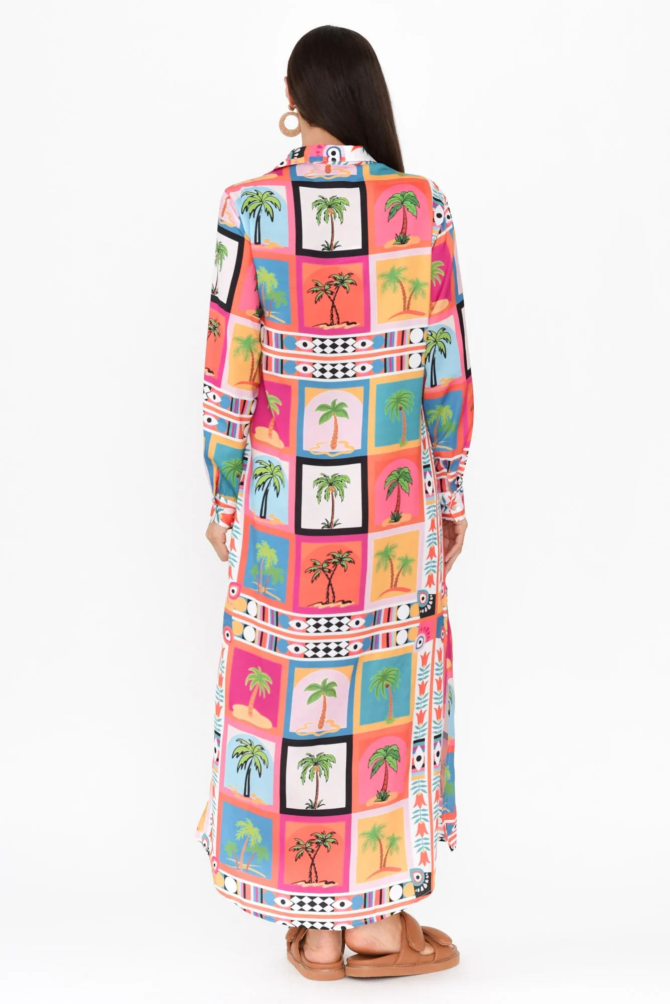 Shayli Pink Tropical Shirt Dress