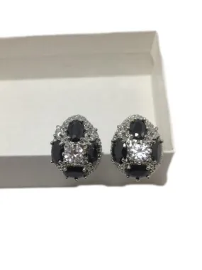 Simulated Black Gemstones in White Gold Plated Cufflinks