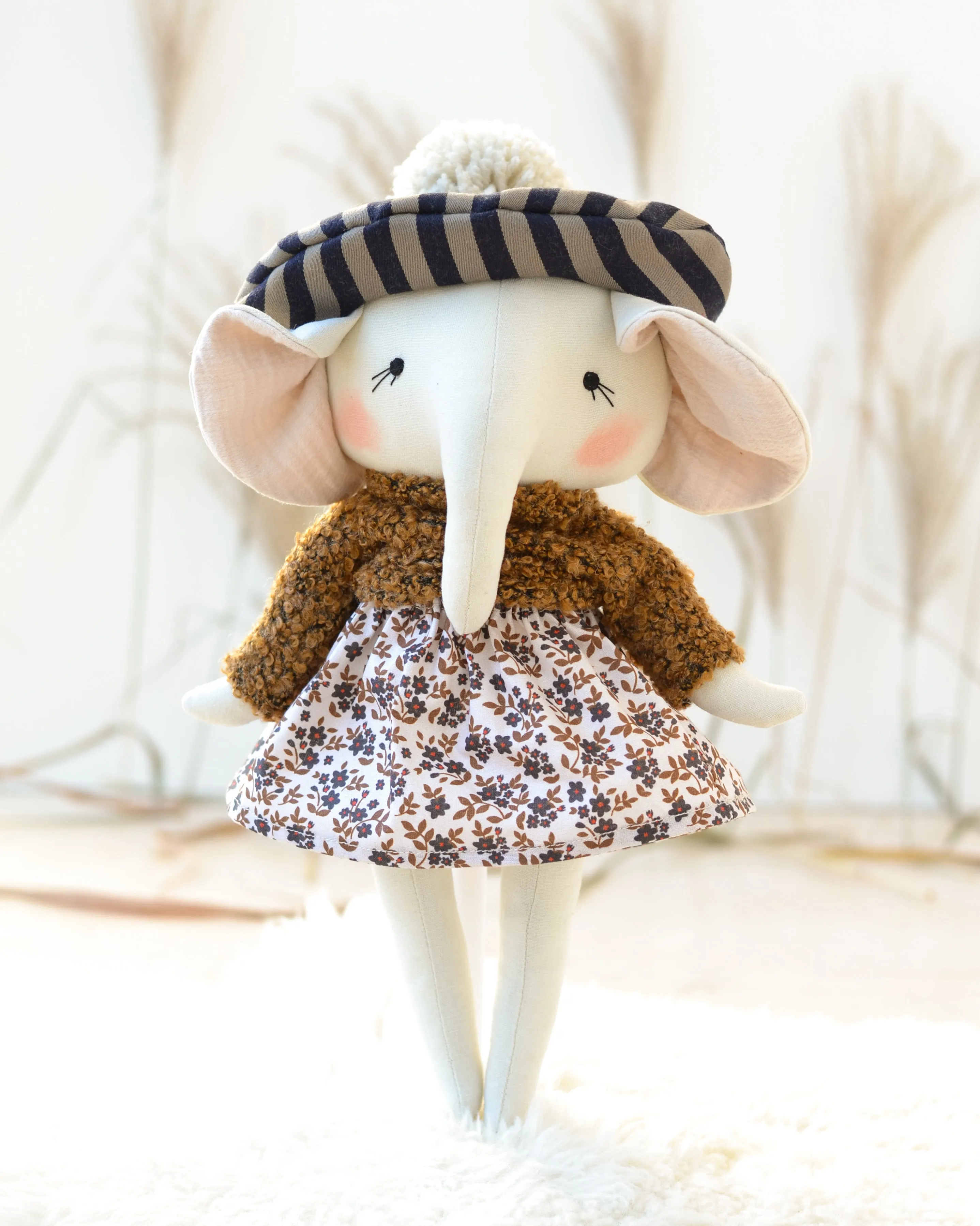 Soft Toy Elephant Stella French Beret