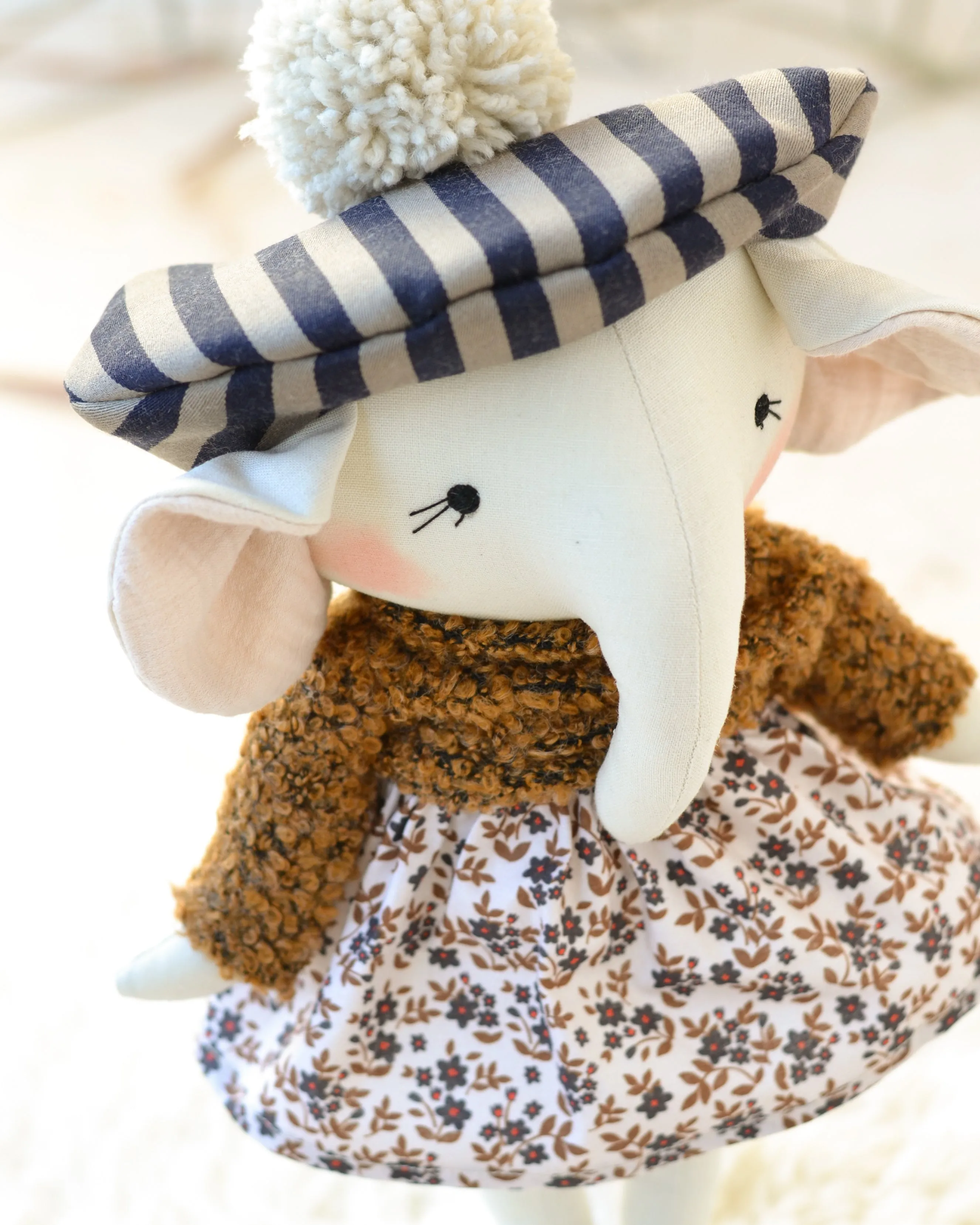 Soft Toy Elephant Stella French Beret