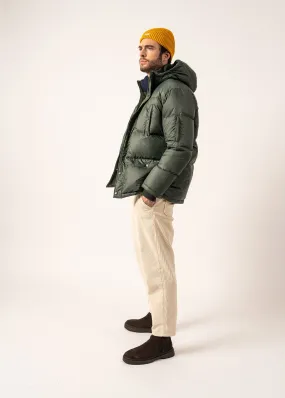 St Octave Hooded Down Jacket - in down and feathers (VEGETAL/NAVY)