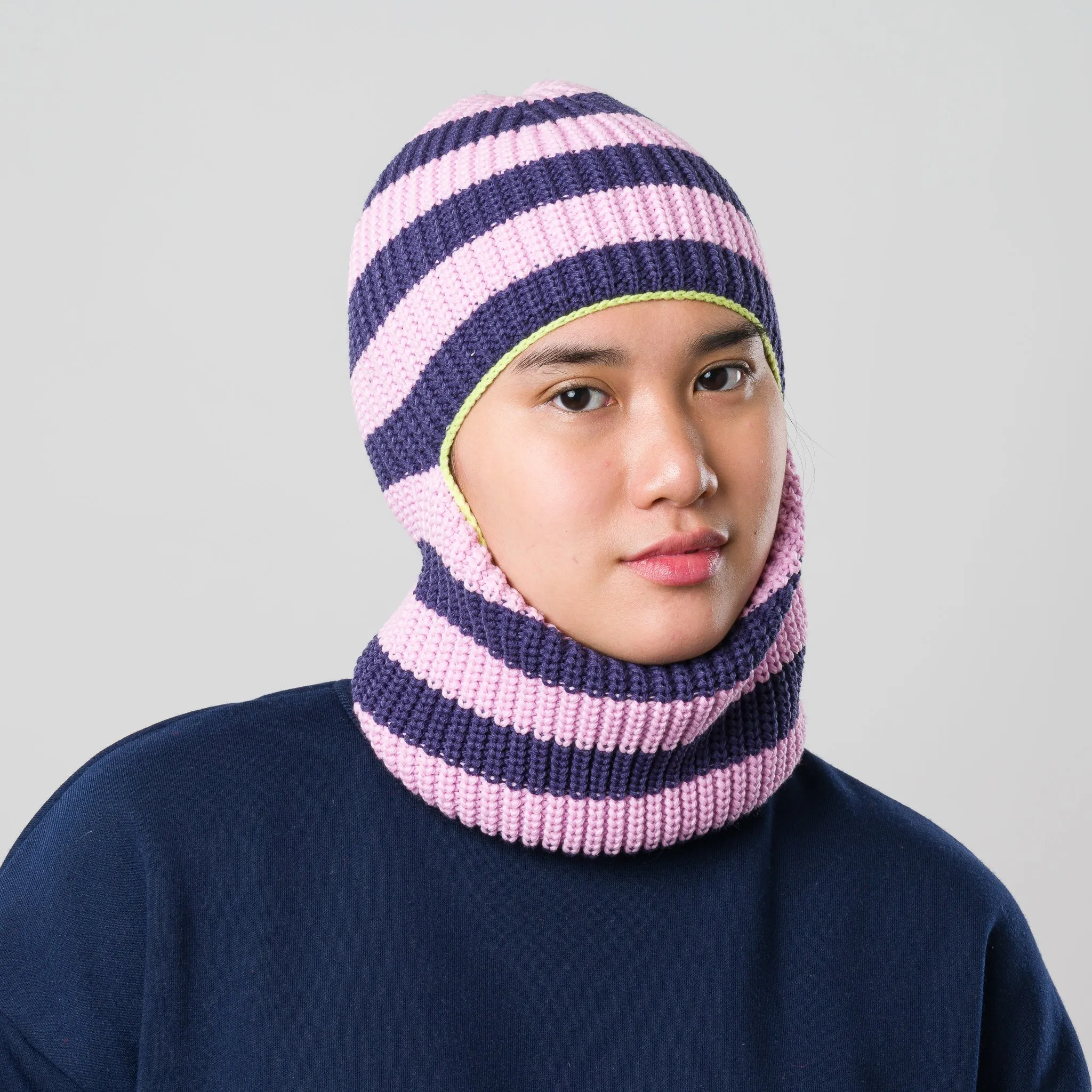 Striped Knit Balaclava