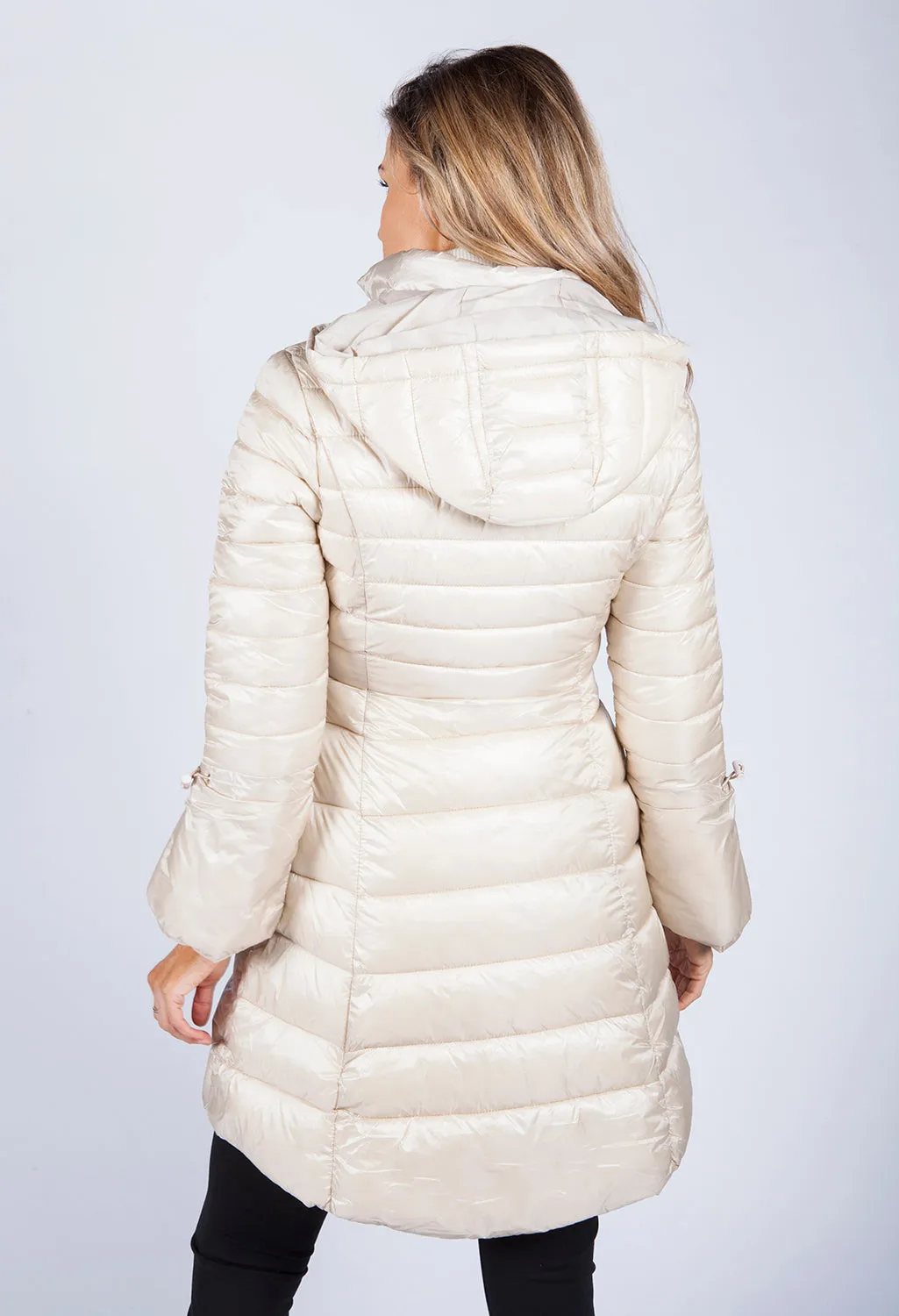 Stylish Light Beige Puffer Coat