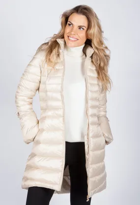 Stylish Light Beige Puffer Coat