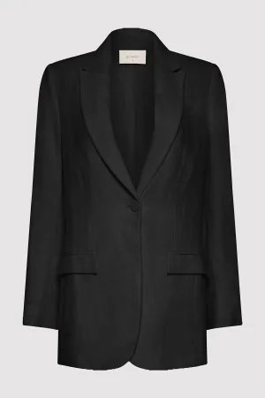 TAILORED LINEN BLAZER - BLACK