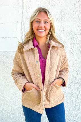 Taupe Textured Metal Button Up Jacket