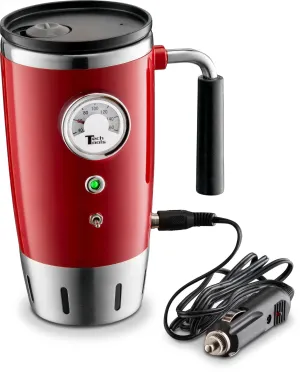 Tech Tools Heated Travel Mug Retro Style - Stainless Steel 12 Volts (Red)