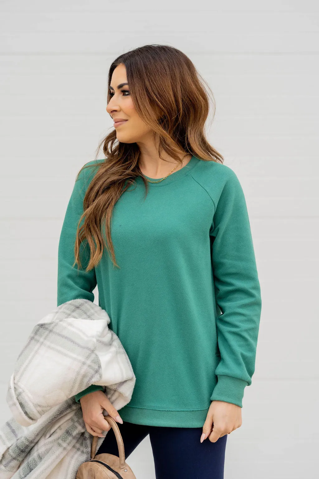 Textured Side Slit Sweatshirt