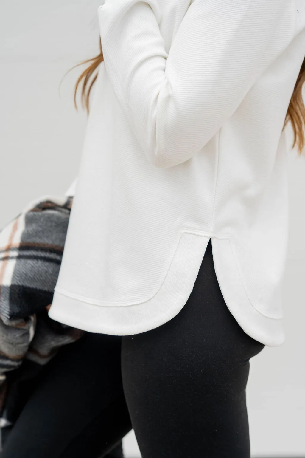 Textured Side Slit Sweatshirt