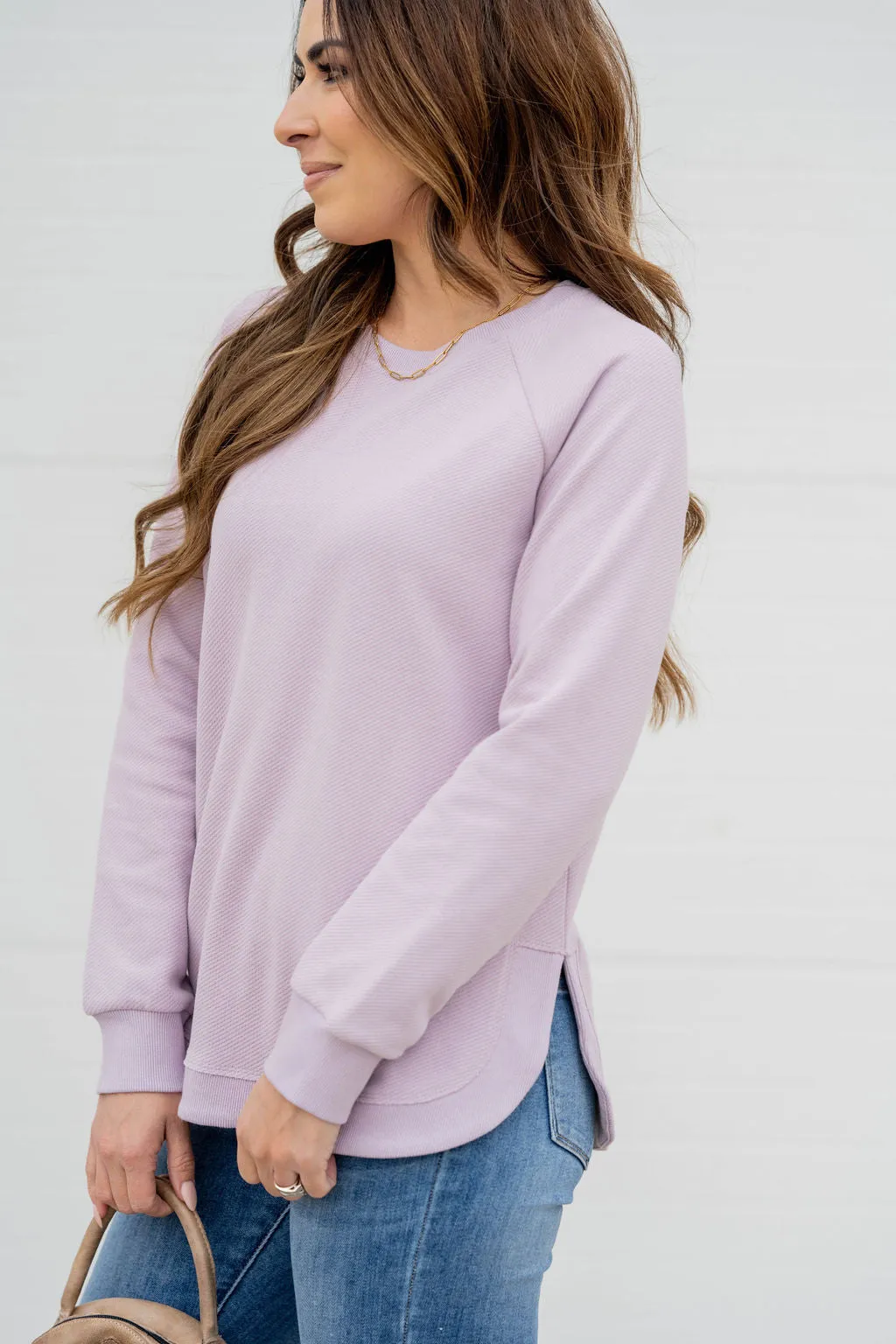 Textured Side Slit Sweatshirt