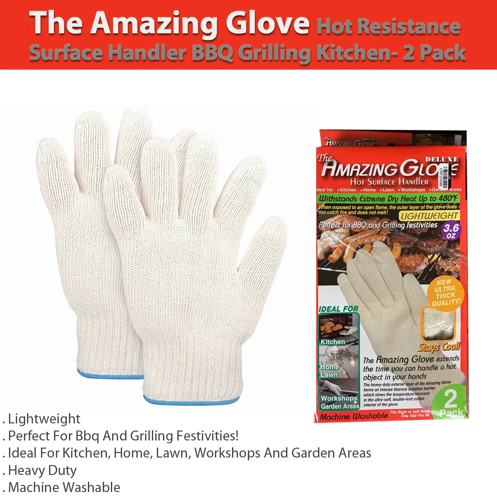 The Amazing Glove - 2 Pack High-Temperature Heat Handler for Kitchen & BBQ