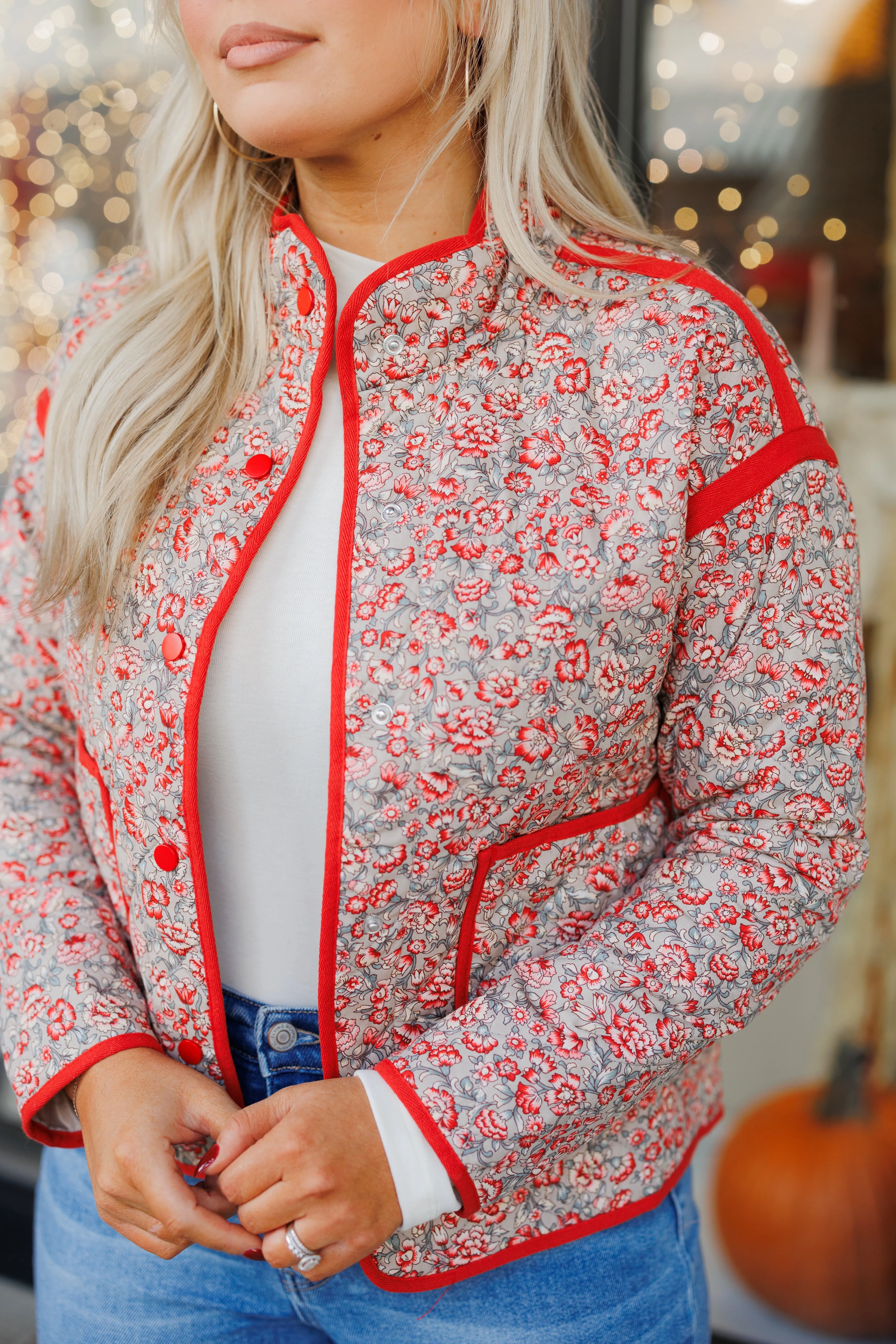 The Georgia Quilted Jacket in Red