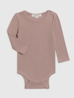 Thea Pointelle Long Sleeve Bodysuit - Wren