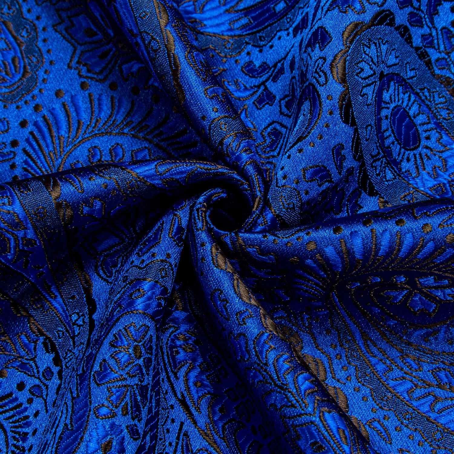 Ties2you Shirt for Men Cobalt Blue Jacquard Woven Paisley Silk Shirt