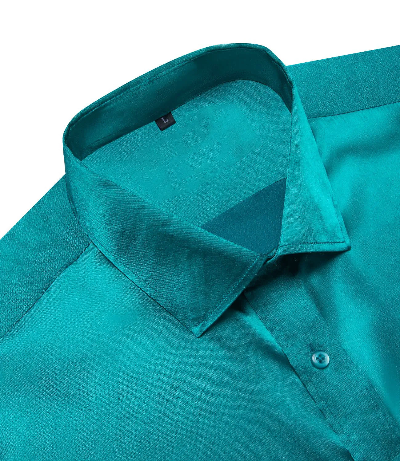 Ties2you Suit Shirt Dark Cyan Solid Satin Mens Silk Button Down Shirt