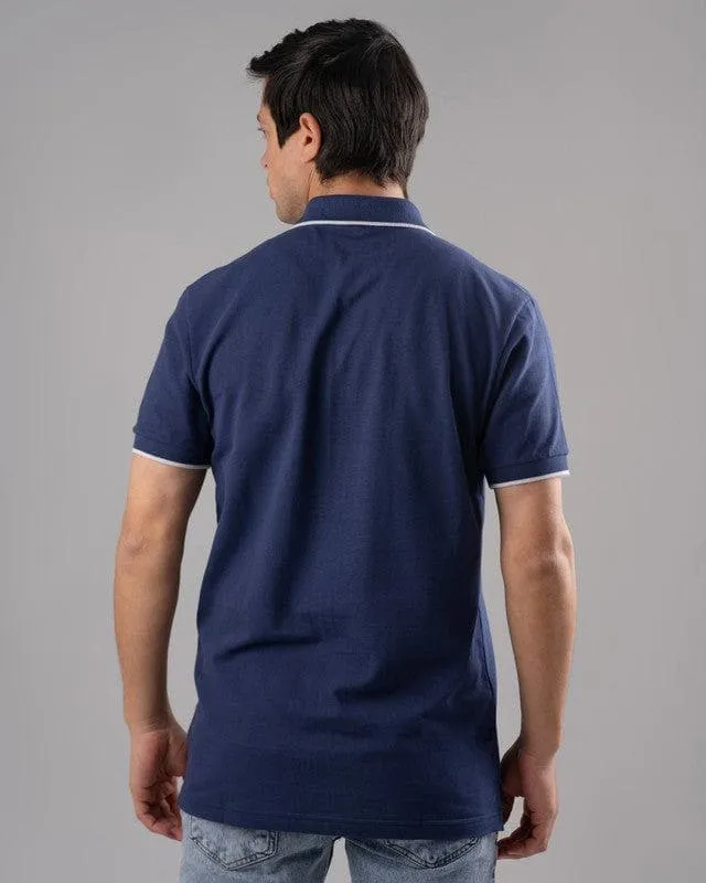 Tipped Collar Polo Shirt - NAVY