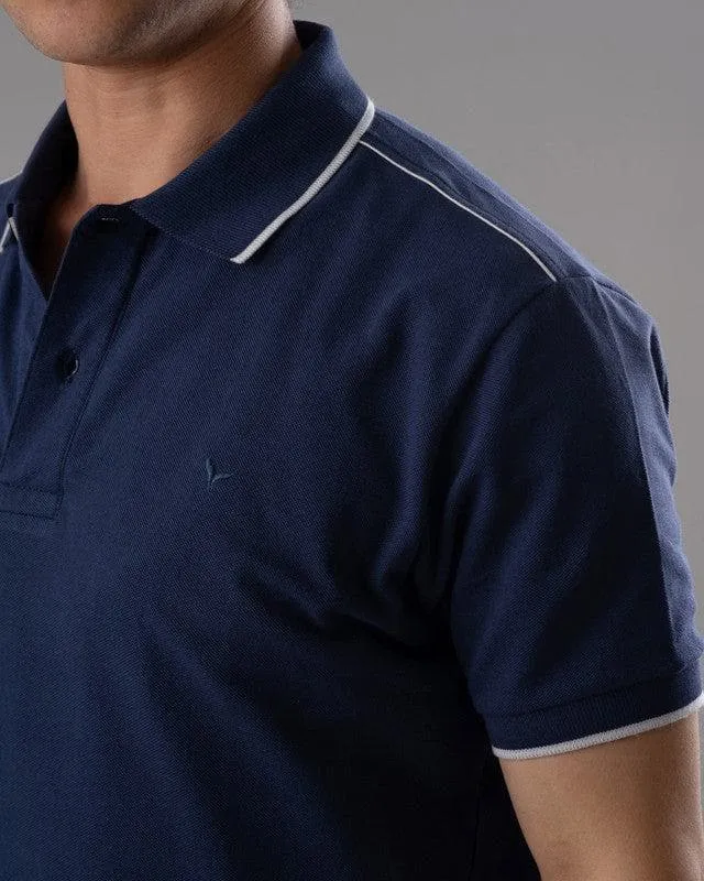 Tipped Collar Polo Shirt - NAVY