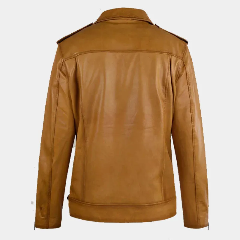 Top Best Sales Rutland Caramel Brown Genuine Boys Biker Riding Leather Jacket