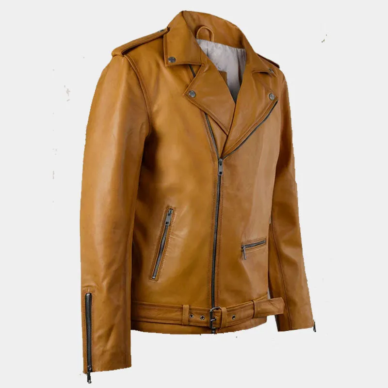 Top Best Sales Rutland Caramel Brown Genuine Boys Biker Riding Leather Jacket