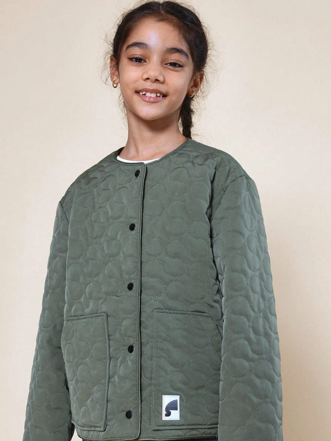 Tween Girls Regular Fit Quilted Jacket With Contrast Stitch