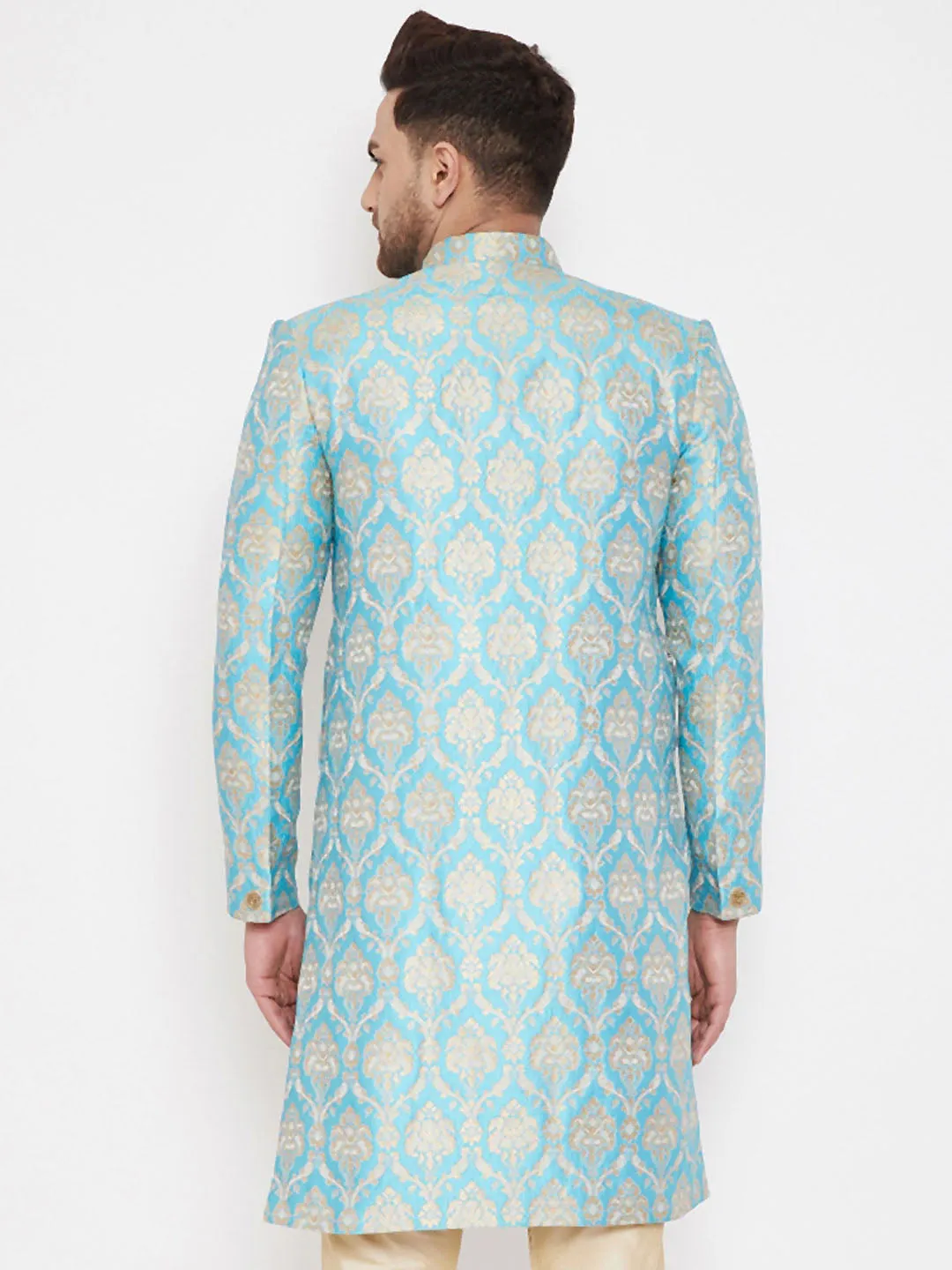 Vastramay  Men's Sea Green Sherwani -Only Top